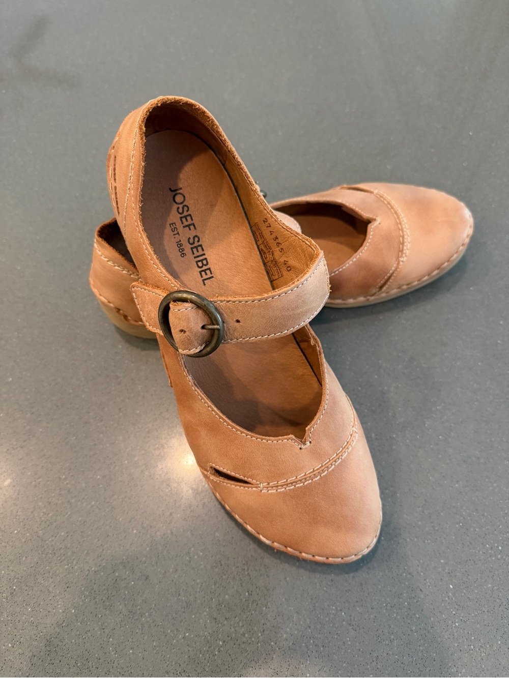 Josef Seibel Tan Mary Jane Loafers with Buckle - Picture 2 of 5